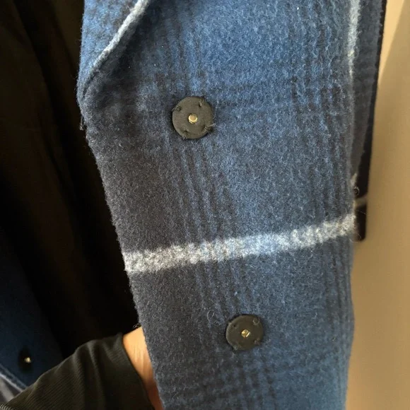 H&M Felted Oversized Coat Check Plaid Dark Blue Size M Bloggers' Favorite - Picture 12 of 15